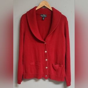 Lauren Active Ralph Lauren.  Red. Button Down Sweater.  Size XL.